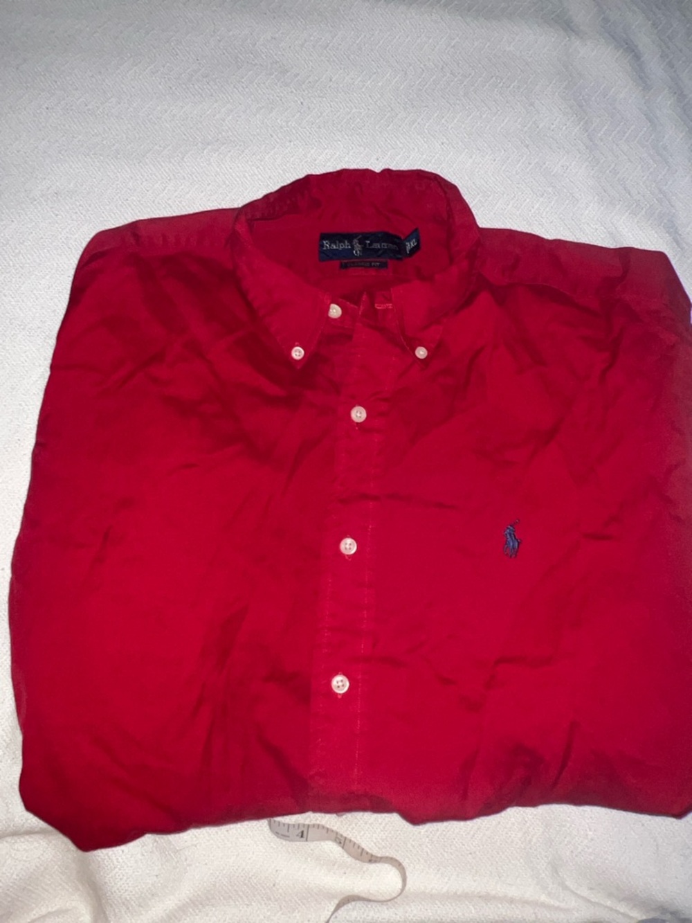 Ralph Lauren Red Button-Down Shirt with Navy Pony